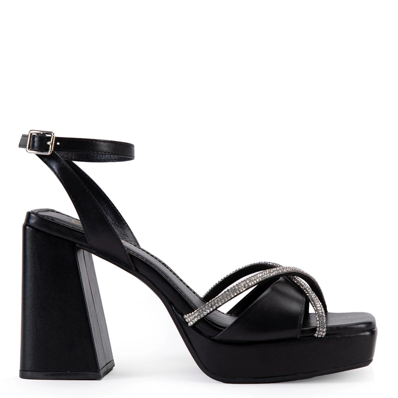 SANDALIA DE CUERO MUJER GACEL NEGRO ATHENA - 1