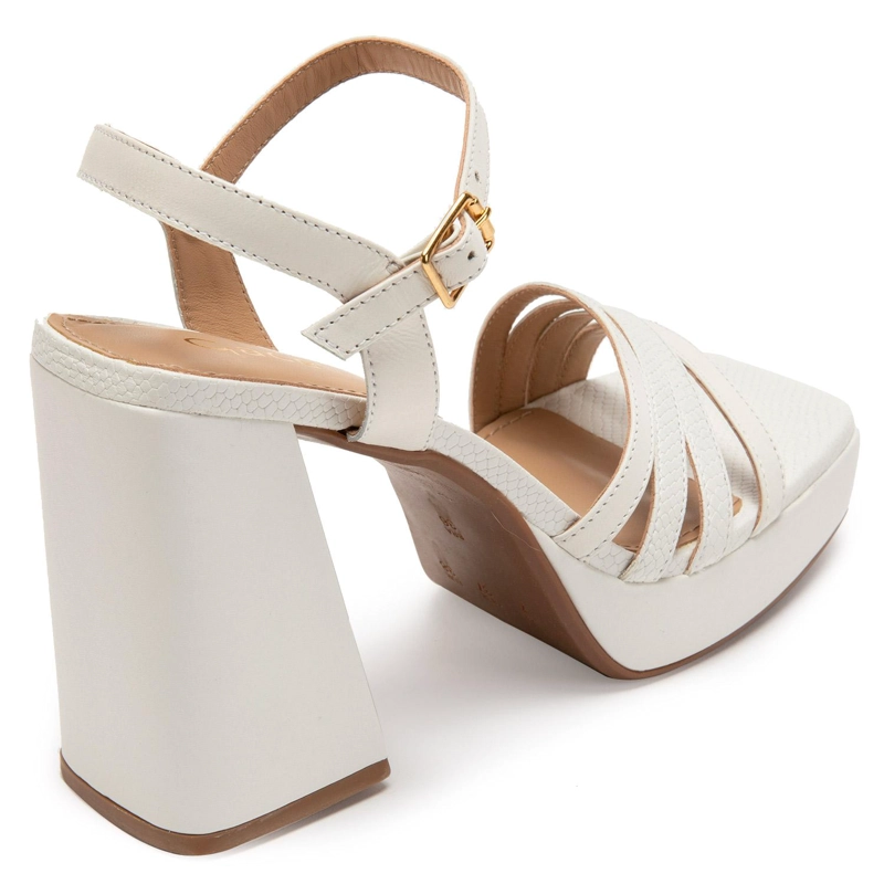 SANDALIA DE CUERO MUJER GACEL BLANCO ATHENA - 5