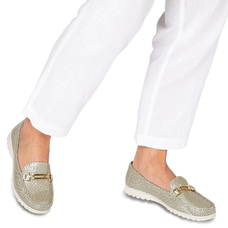 MOCASINES MUJER GACEL CUERO GRIS TRINI - 2