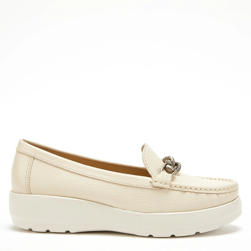 MOCASIN DE CUERO MUJER GACEL CREMA LOCANDA 0659614 - 1