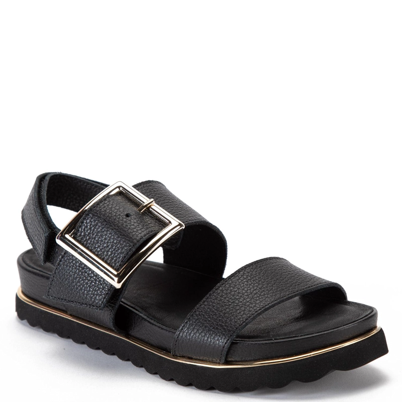 SANDALIA DE CUERO MUJER GACEL NEGRO ASHANTI - 3