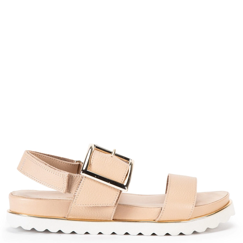 SANDALIA DE CUERO MUJER GACEL BEIGE ASHANTI - 1