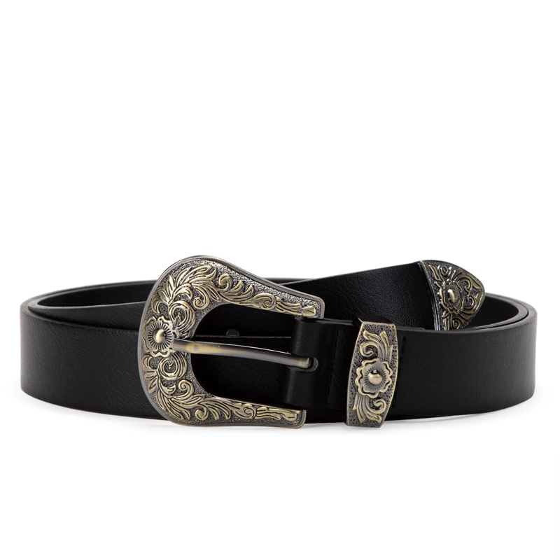 CINTURON CUERO GACEL NEGRO ANCHO 3 CMS - 1