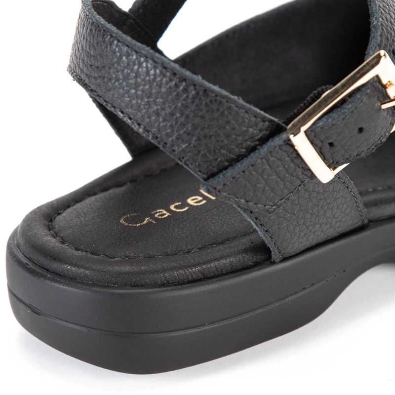 SANDALIA DE CUERO MUJER GACEL NEGRO ARELY 0659801 - 4