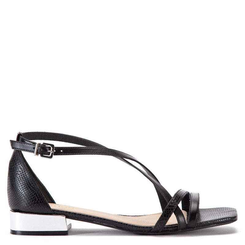 SANDALIA DE CUERO MUJER GACEL NEGRO PERLA 0659808 - 1
