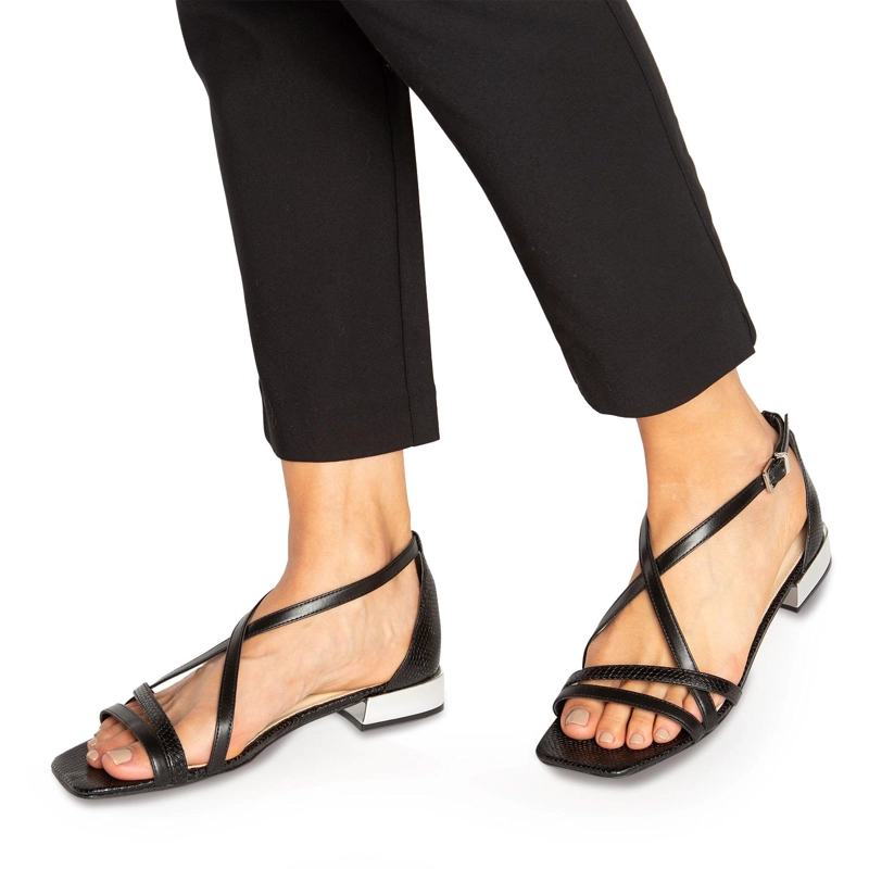 SANDALIA DE CUERO MUJER GACEL NEGRO PERLA 0659808 - 2