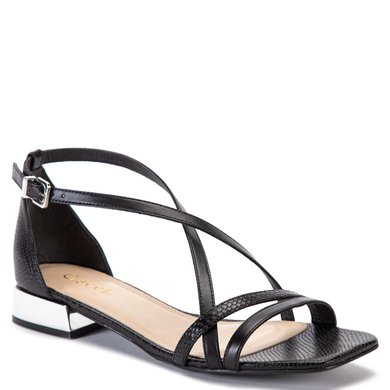 SANDALIA DE CUERO MUJER GACEL NEGRO PERLA 0659808 - 3