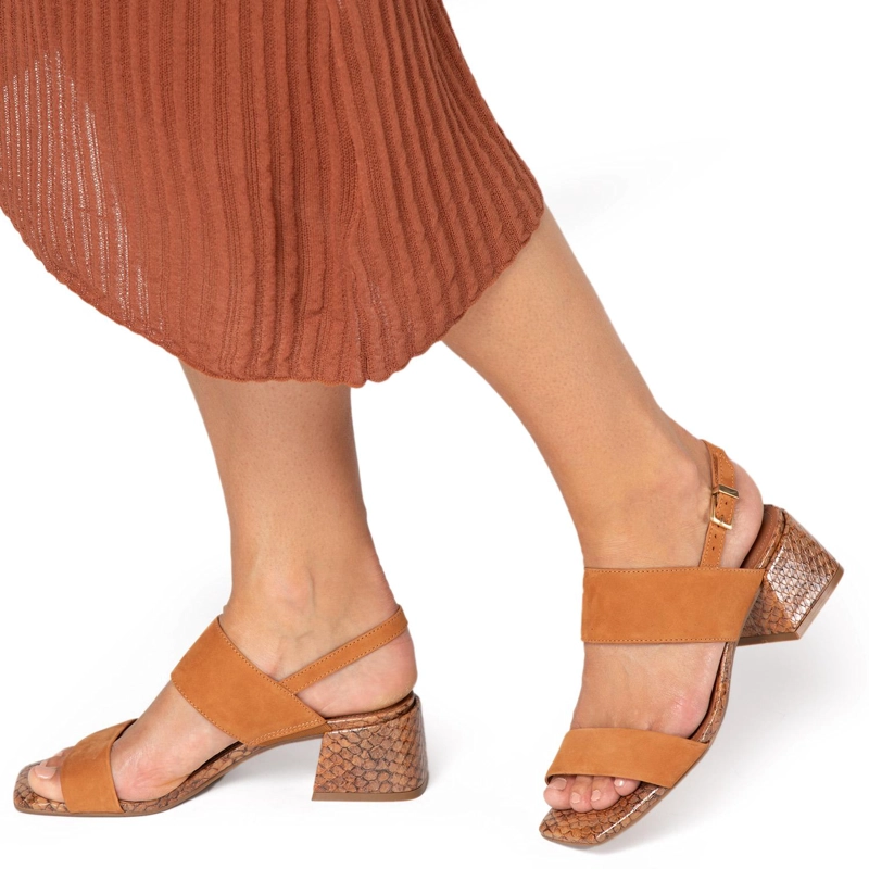 SANDALIA DE CUERO MUJER GACEL CAMEL CALISA 0659477 - 2