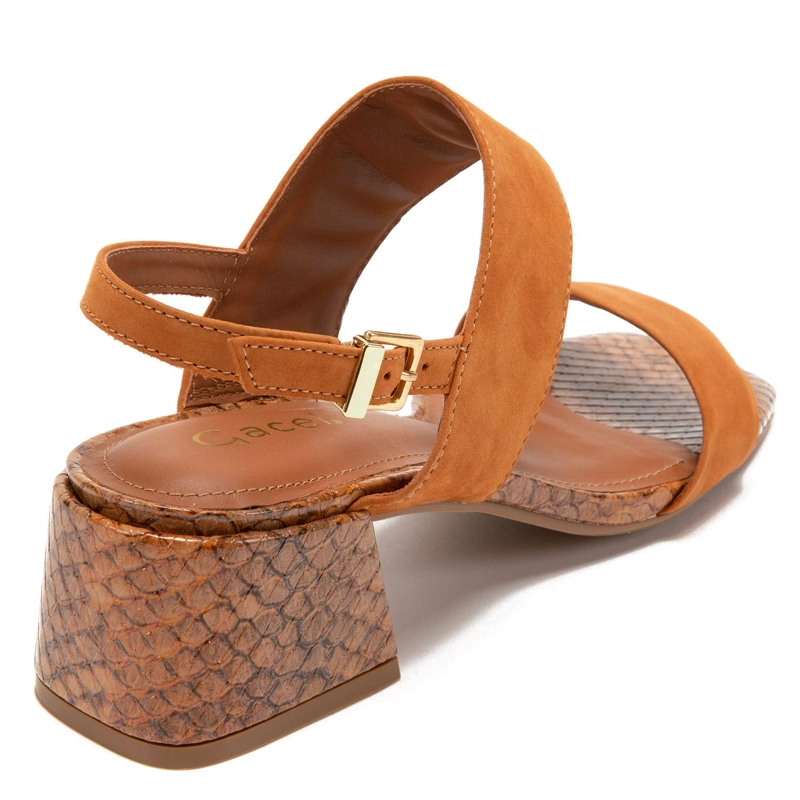 SANDALIA DE CUERO MUJER GACEL CAMEL CALISA 0659477 - 5
