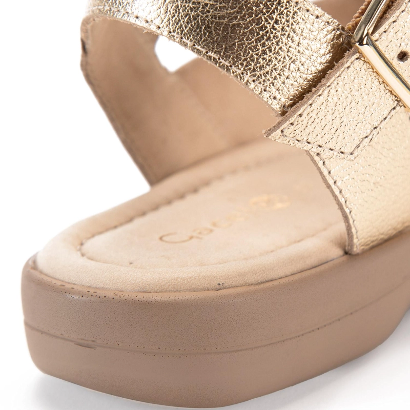 SANDALIA DE CUERO MUJER GACEL DORADO ARELY 0659802 - 4