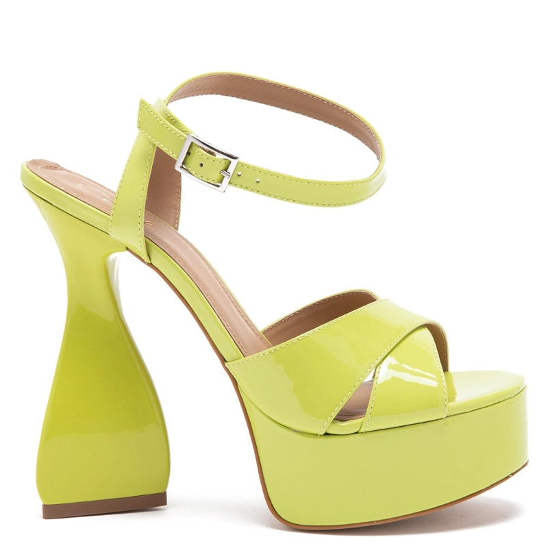 SANDALIA DE CUERO MUJER GACEL VERDE LIMON TRINA - 1