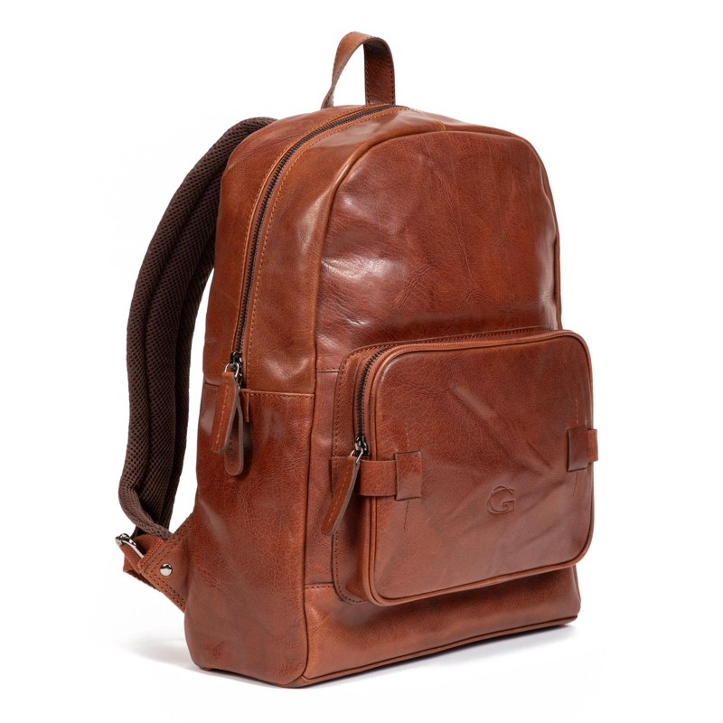 MOCHILA DE CUERO HOMBRE GUANTE BRANDY MOCHILA DE VIAJE - 2