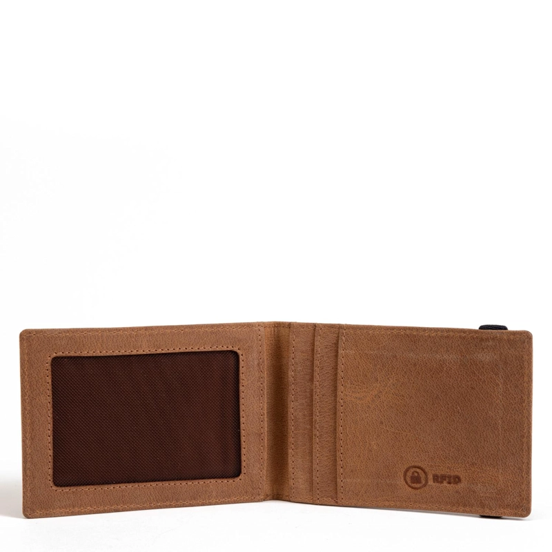 BILLETERA DE CUERO HOMBRE GUANTE WHISKY SIMPLE - 2