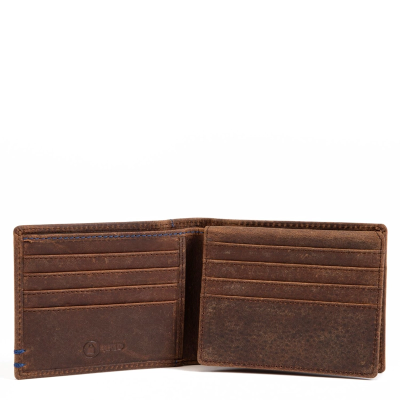 BILLETERA DE CUERO HOMBRE GUANTE CAFE  CON FLAP - 3