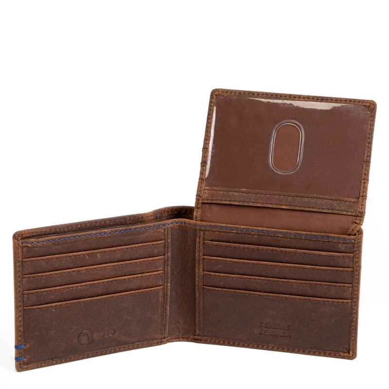 BILLETERA DE CUERO HOMBRE GUANTE CAFE  CON FLAP - 4