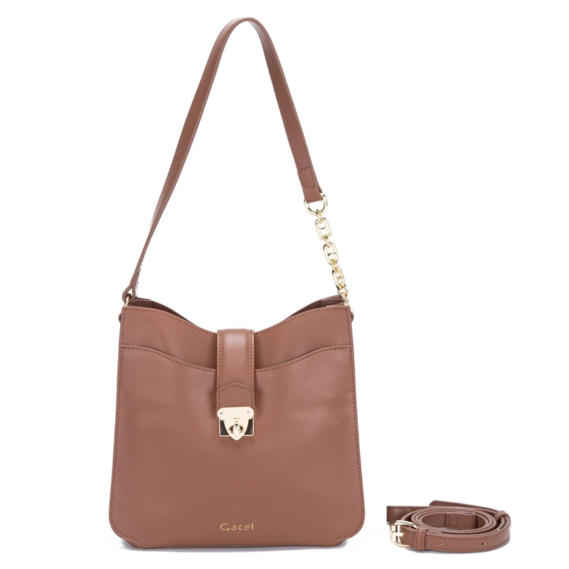 CARTERA MUJER GACEL CHOCOLATE BANDOLERA GRANDE - 2