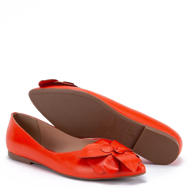 BALLERINA DE CUERO MUJER GACEL NARANJO KIM - 4