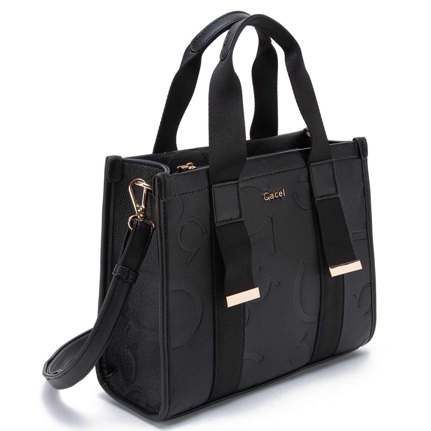 CARTERA - DOS ASAS MEDIANA - GACEL - EN COLOR NEGRO - 3