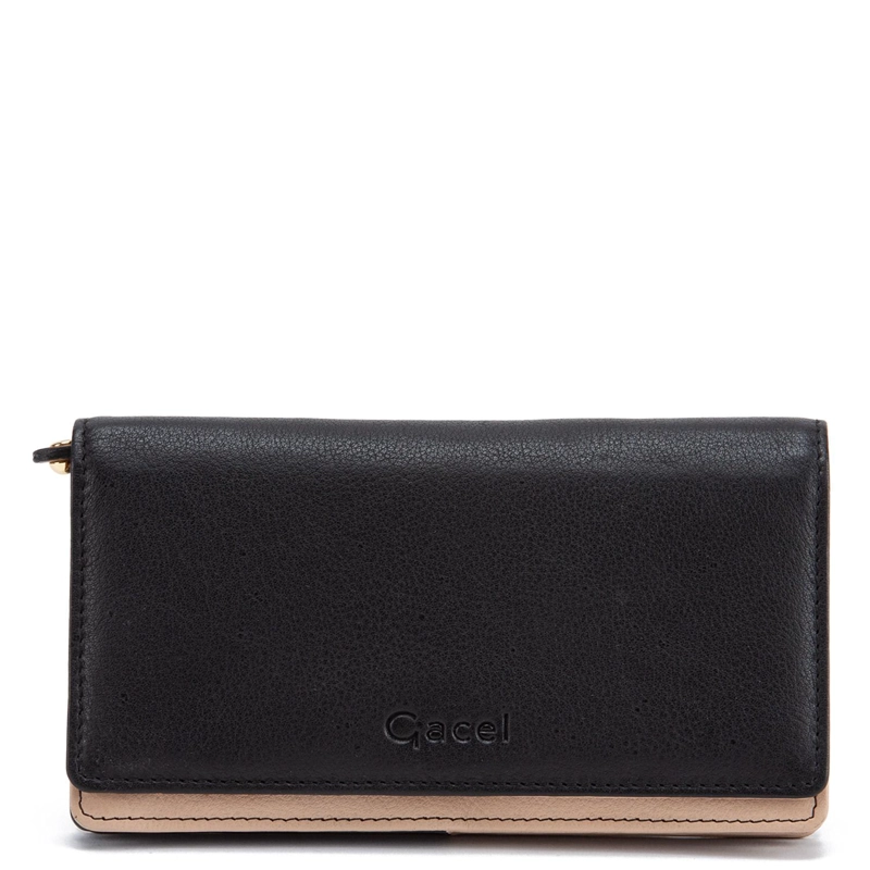 BILLETERA DE CUERO MUJER GACEL NEGRO GRANDE - 1