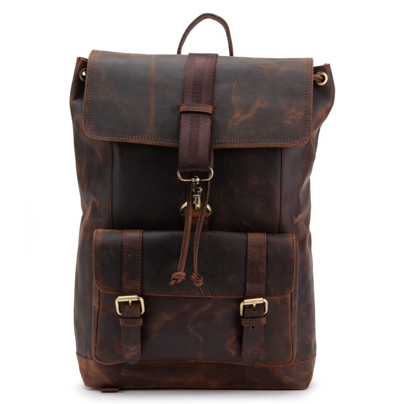 MOCHILA DE CUERO HOMBRE GUANTE CHOCOLATE DE VIAJE - 1
