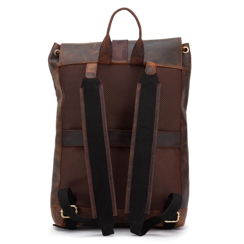 MOCHILA DE CUERO HOMBRE GUANTE CHOCOLATE DE VIAJE - 2