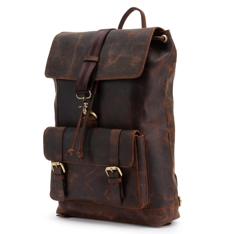 MOCHILA DE CUERO HOMBRE GUANTE CHOCOLATE DE VIAJE - 3