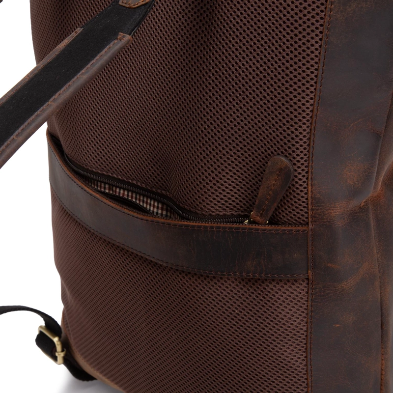 MOCHILA DE CUERO HOMBRE GUANTE CHOCOLATE DE VIAJE - 4