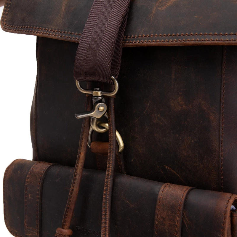 MOCHILA DE CUERO HOMBRE GUANTE CHOCOLATE DE VIAJE - 5