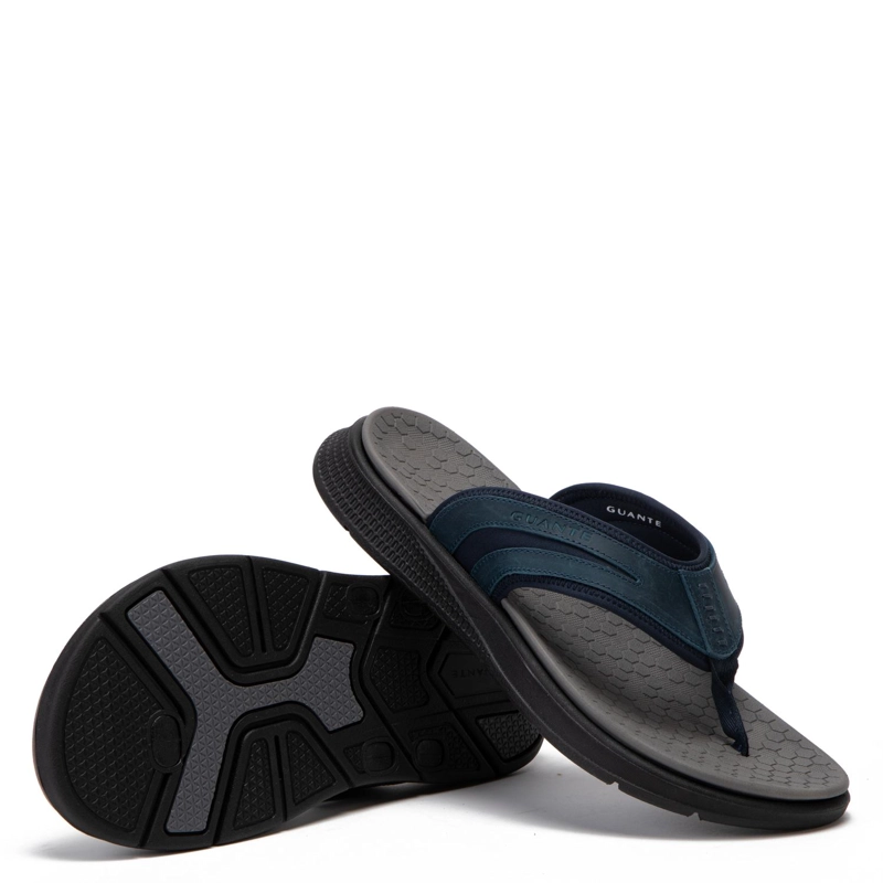 SANDALIA ABIERTA DE CUERO HOMBRE GUANTE AZUL PAPEETE 0036090 - 3