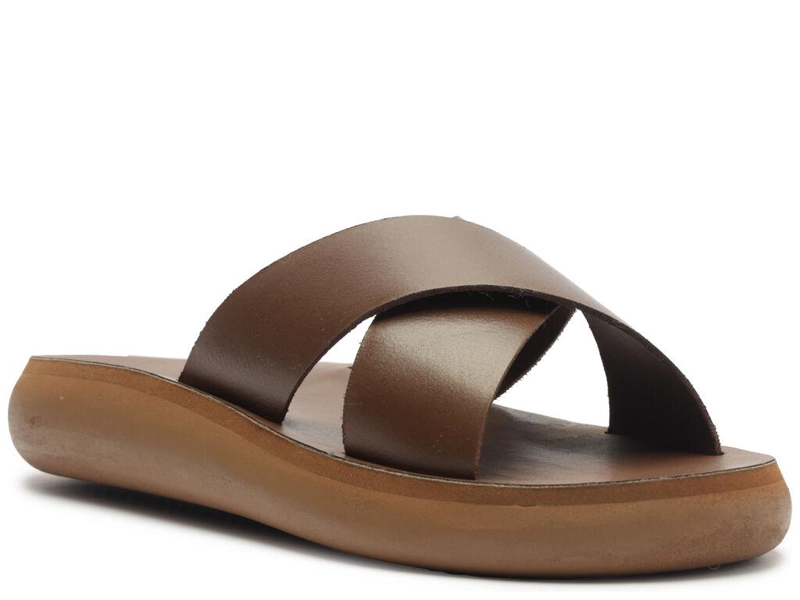 SANDALIA DE CUERO MUJER ANACAPRI CHOCOLATE BIANCA - 3