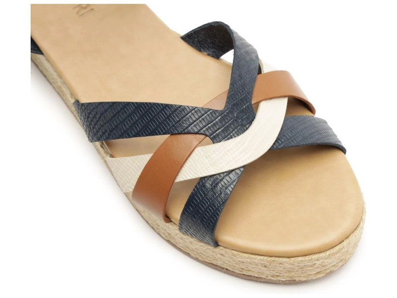 SANDALIA DE CUERO MUJER ANACAPRI AZUL IRIS - 5
