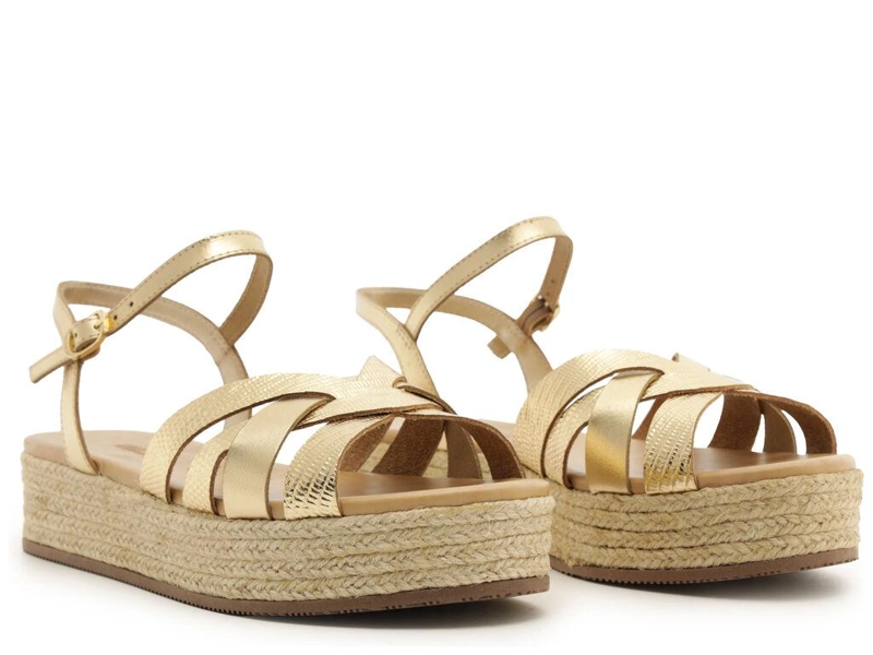 SANDALIA DE CUERO MUJER ANACAPRI DORADO IRIS - 2