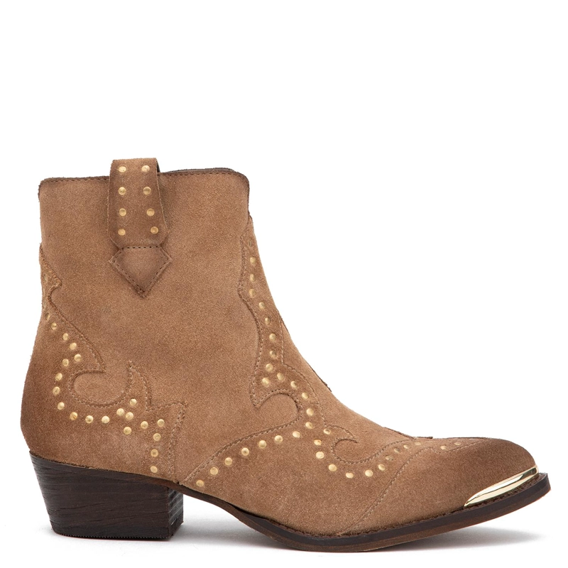 BOTIN DE CUERO MUJER GACEL BEIGE ASHLEY - 1
