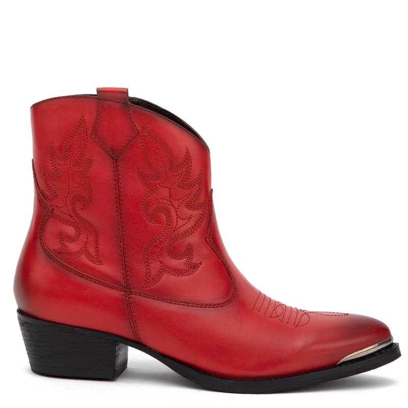 BOTIN DE CUERO MUJER GACEL ROJO ASHLEY - 1