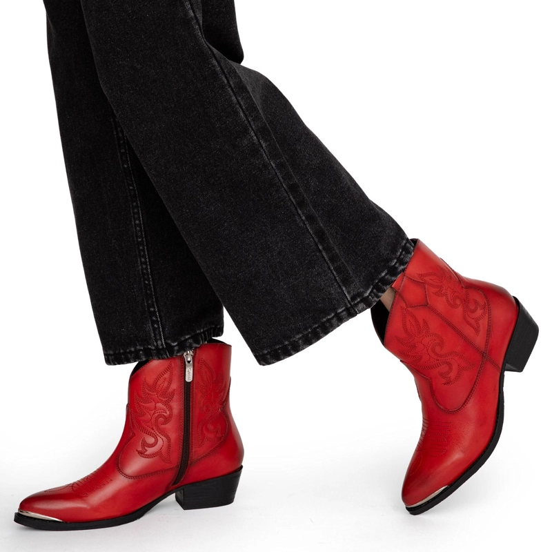 BOTIN DE CUERO MUJER GACEL ROJO ASHLEY - 2