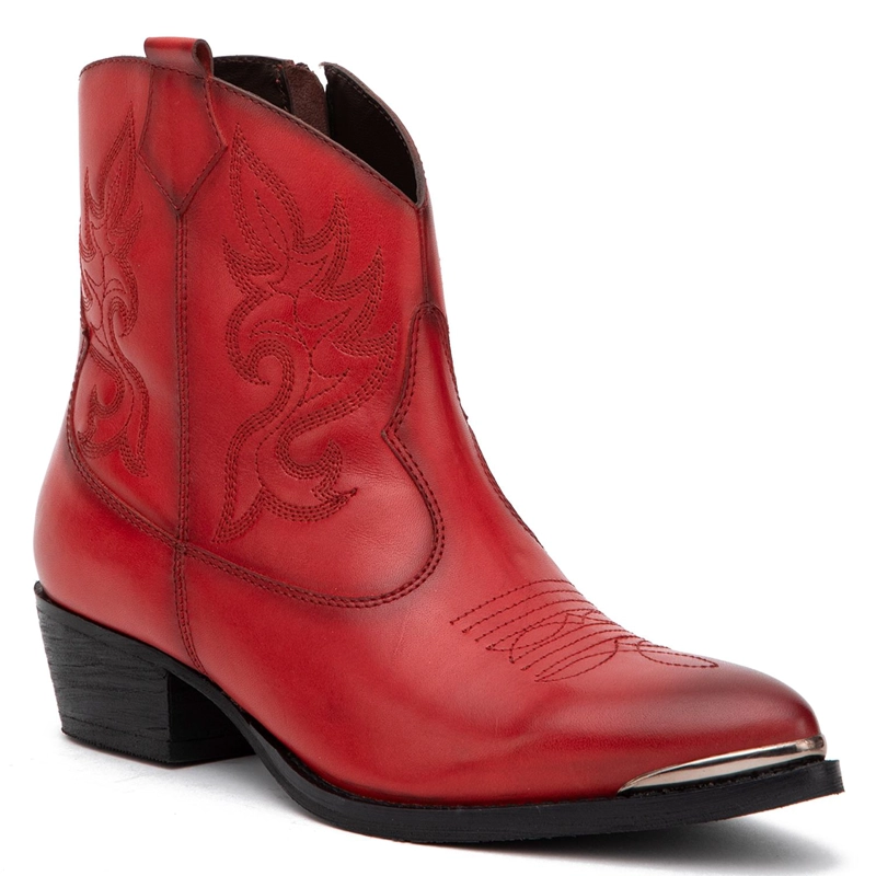 BOTIN DE CUERO MUJER GACEL ROJO ASHLEY - 3