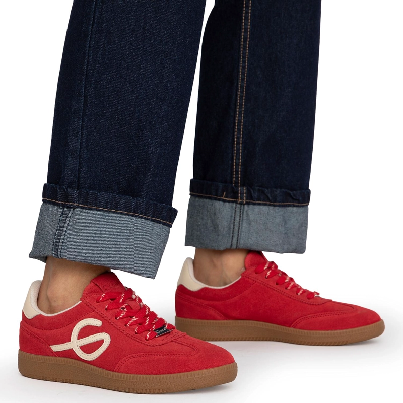 ZAPATILLA DE CUERO MUJER GACEL ROJO MUNA 0660933 - 2