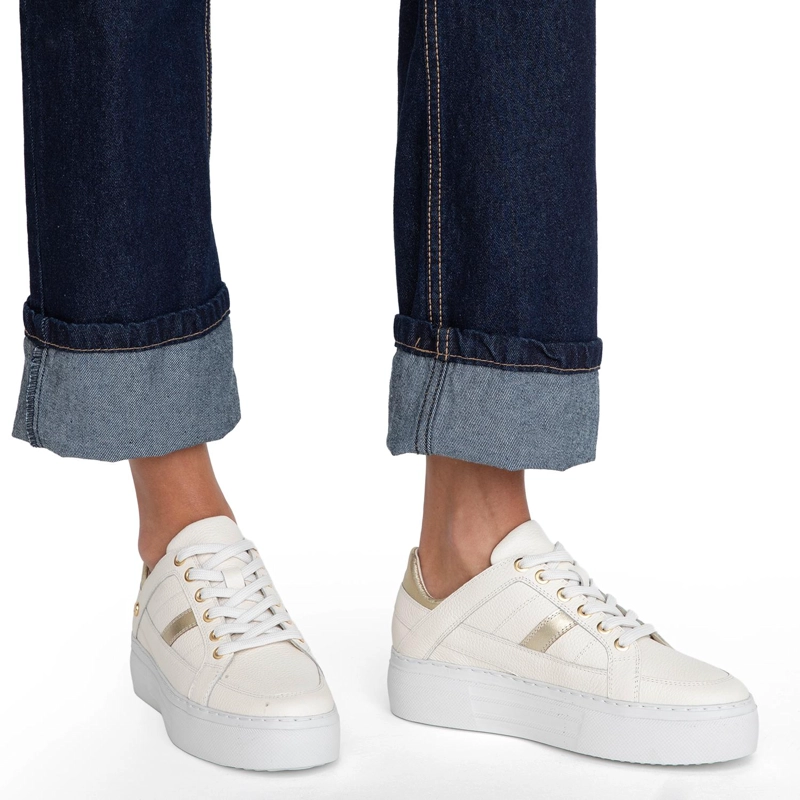 ZAPATILLA DE CUERO MUJER GACEL OFF WHITE REGINA - 2