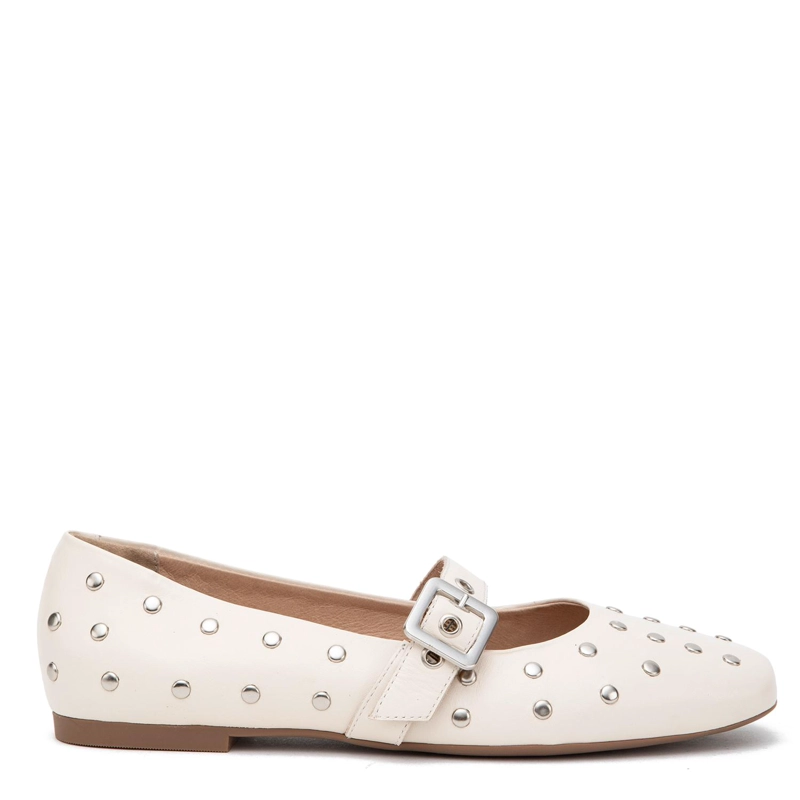 BALLERINA DE CUERO MUJER GACEL OFF WHITE ABI - 1
