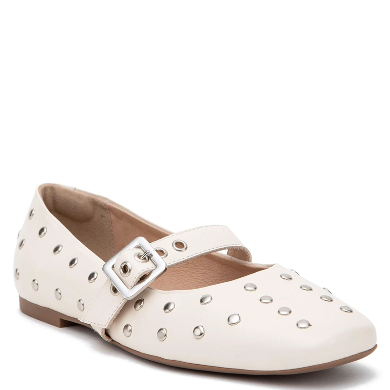 BALLERINA DE CUERO MUJER GACEL OFF WHITE ABI - 3