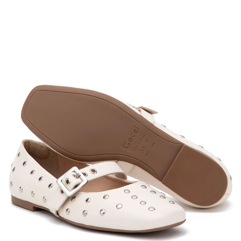 BALLERINA DE CUERO MUJER GACEL OFF WHITE ABI - 4