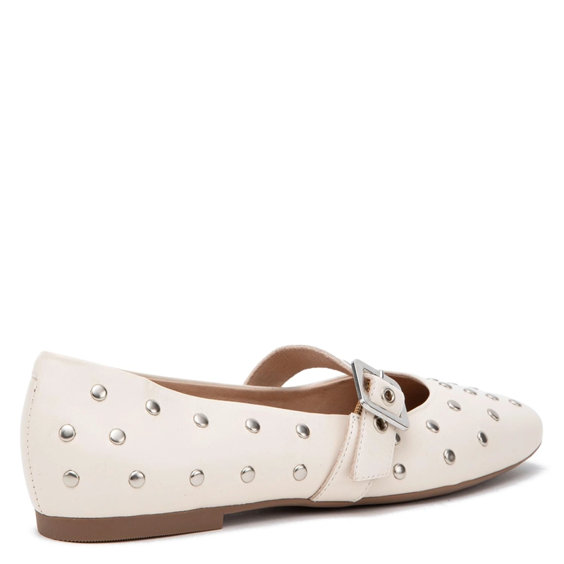 BALLERINA DE CUERO MUJER GACEL OFF WHITE ABI - 5