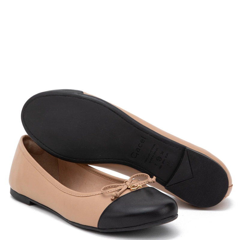 BALLERINA DE CUERO MUJER GACEL BEIGE IKIA - 4