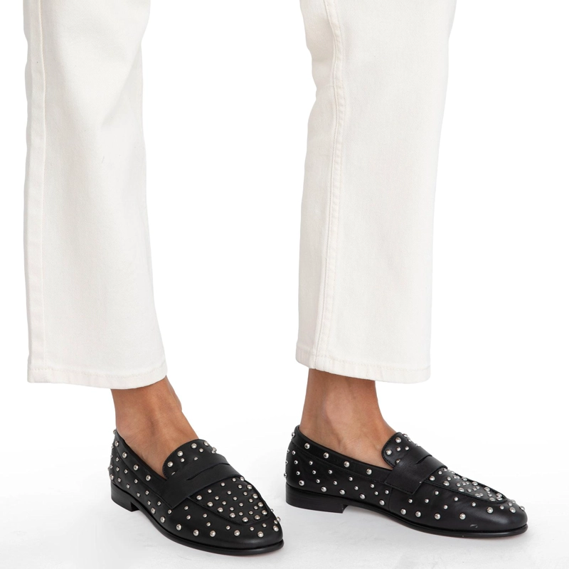 MOCASIN DE CUERO MUJER GACEL NEGRO POLKA - 2