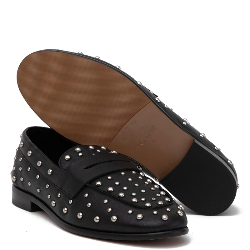 MOCASIN DE CUERO MUJER GACEL NEGRO POLKA - 4