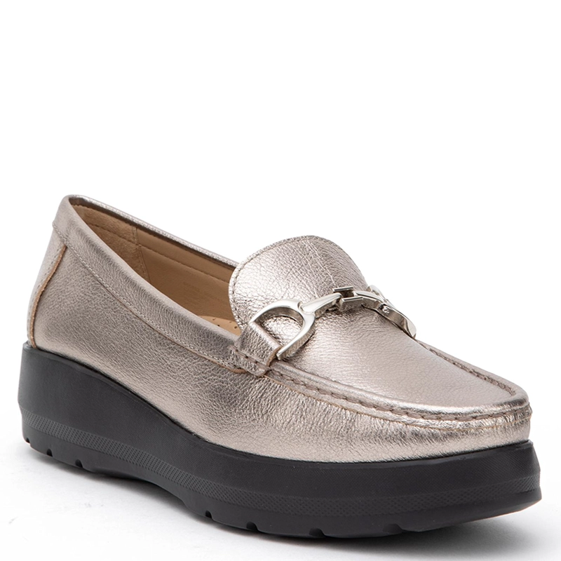 MOCASIN DE CUERO MUJER GACEL PLATEADO LOCANDA - 3