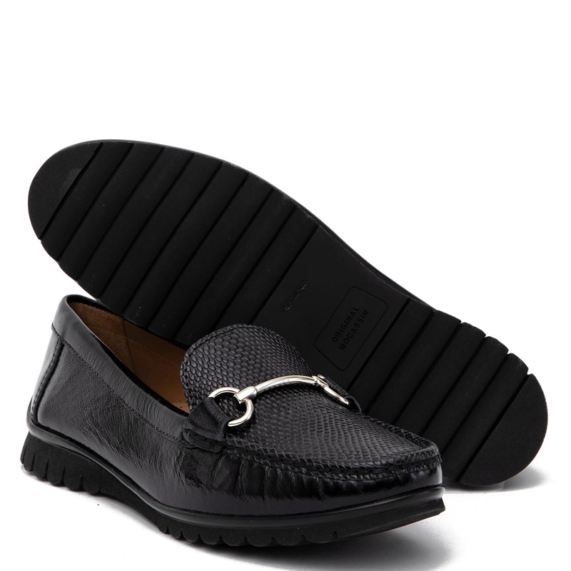 MOCASIN DE CUERO MUJER GACEL NEGRO TRINI - 4