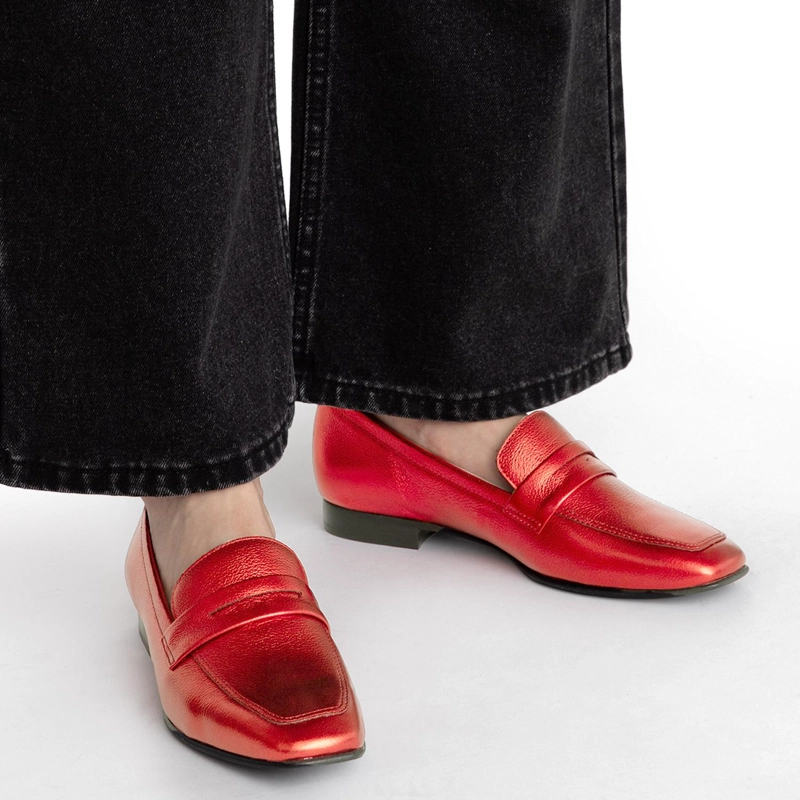 MOCASIN DE CUERO MUJER GACEL ROJO CRUXI - 2
