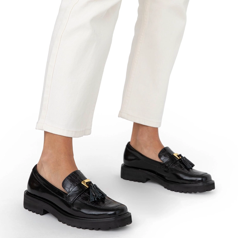 MOCASIN DE CUERO MUJER GACEL NEGRO AILEEN - 2