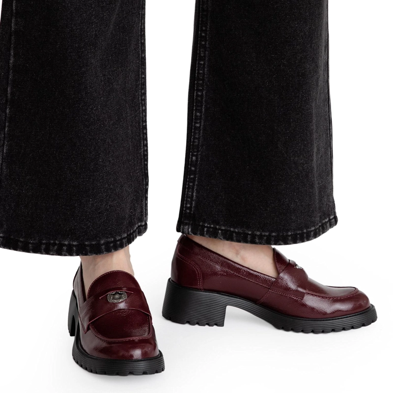 MOCASIN DE CUERO MUJER GACEL BURDEO BELEN - 2
